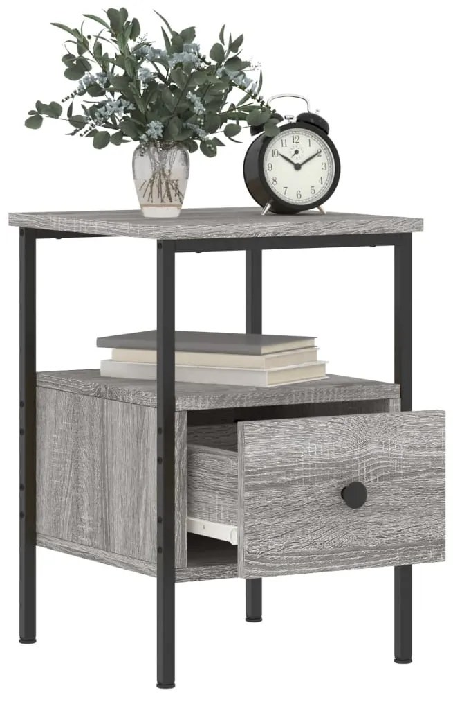 Comodini 2pz grigio sonoma 34x36x50 cm in legno multistrato