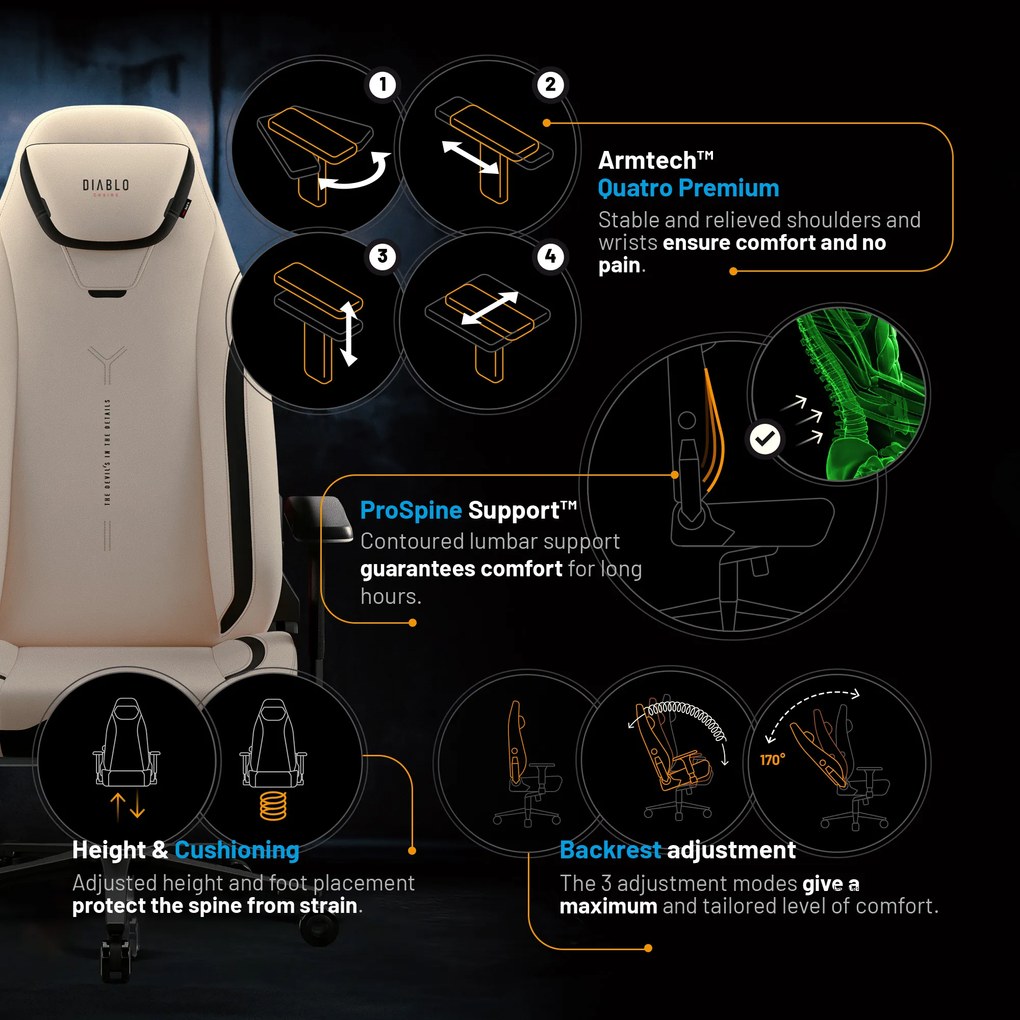 Sedia Da Gaming Diablo X.Eye Prime, Normal Size, Desert Storm