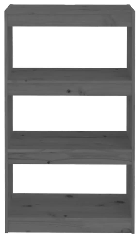Libreria/divisorio grigio 60x30x103,5 cm in massello di pino