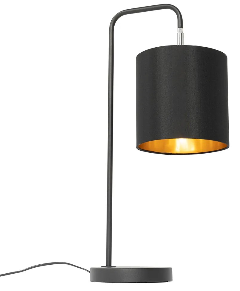 Lampada da tavolo moderna nera con interno dorato - Lofty
