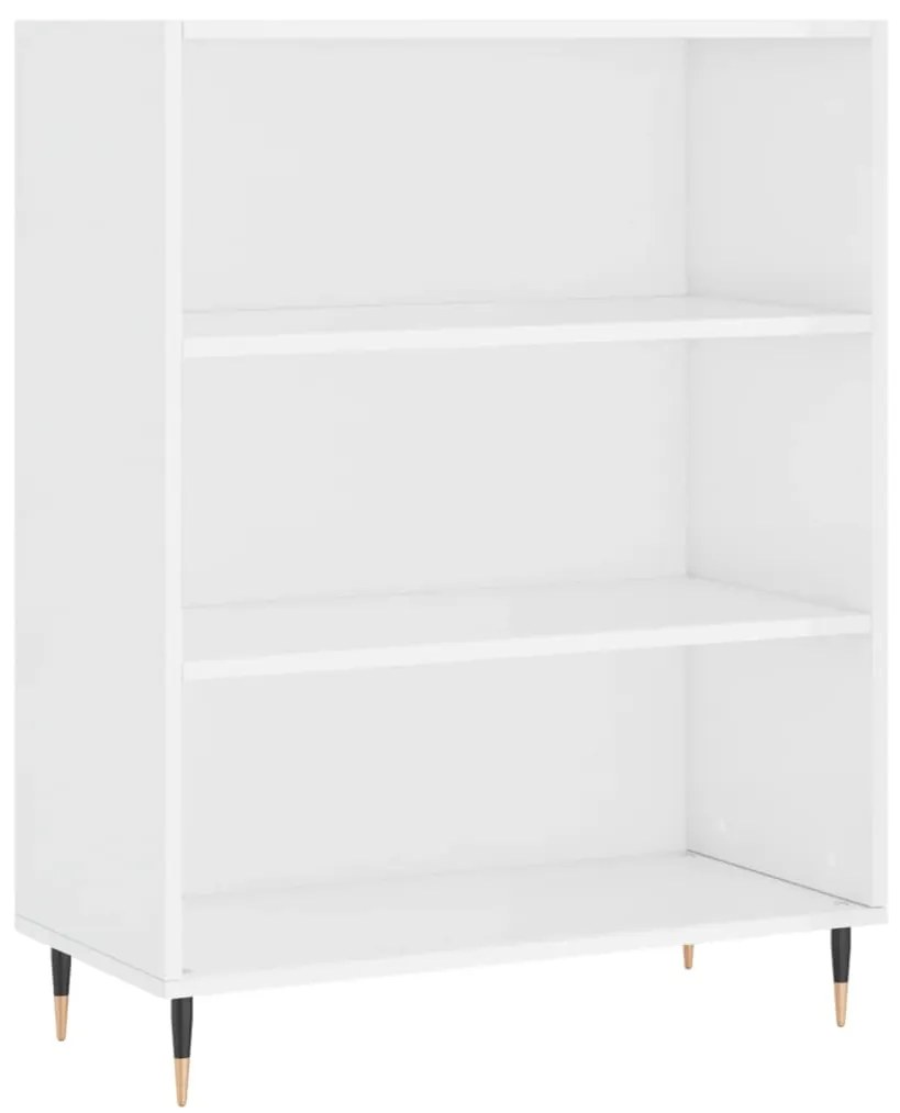 Credenza Bianco Lucido 69,5x34x180 cm in Legno Multistrato