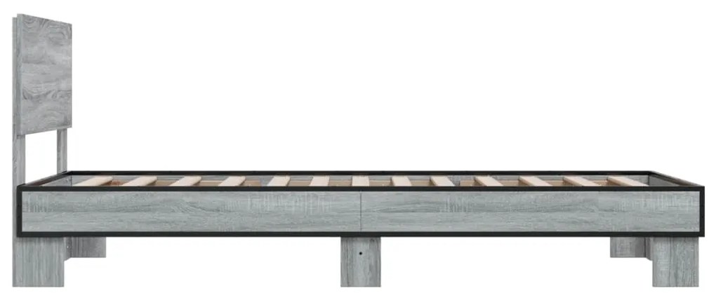Giroletto grigio sonoma 90x190cm in legno multistrato e metallo