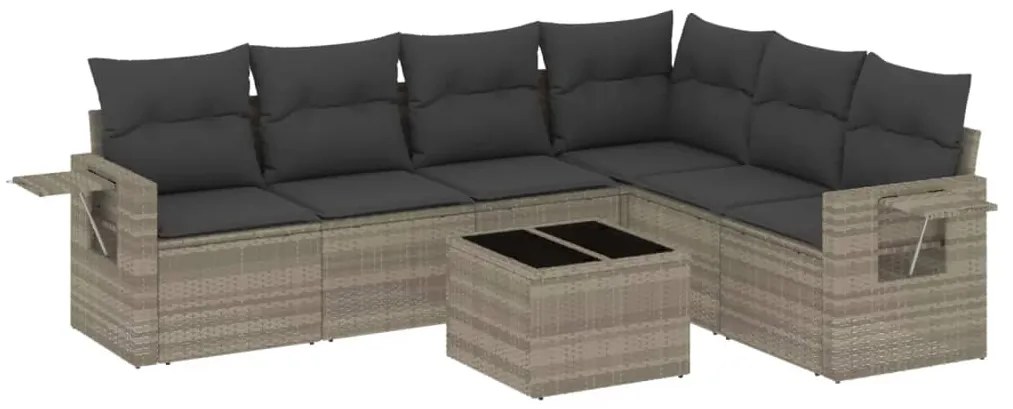 Set divani da giardino 7pz con cuscini grigio chiaro polyrattan