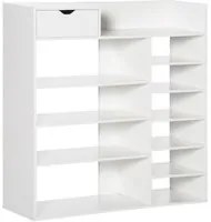 Mobile Scarpiera 88x30x93 cm 12 Paia di Scarpe 1 Cassetto Bianco