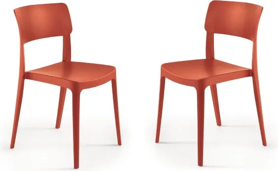 Sedia impilabile da giardino in polipropilene - FRA Rosso 2 pezzi