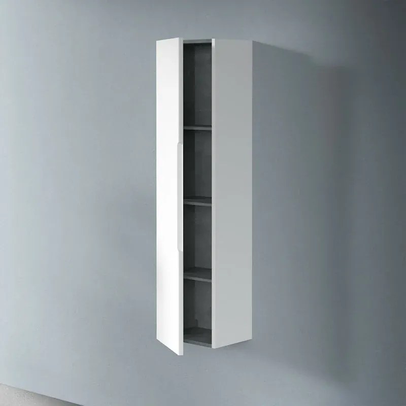 Colonna bagno sospesa H 138 cm bianco opaco cannettato con ripiani Rigo