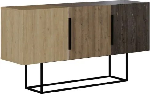 Madia Moderna 3 Ante 150 Cm Tricolore Rovere Noce E Dark Coffee Tontini