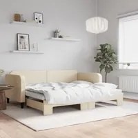 Divano Letto con Letto Estraibile Crema 90x200 cm in Tessuto 3196820