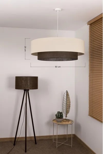 Brilagi - Lampadario LED a sospensione su cavo Stile BOHO 3x E27/15W/230V Ø 80 cm crema/marrone