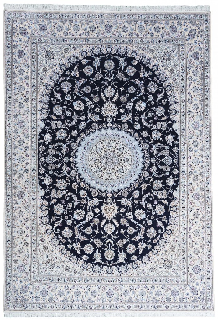 Nain Tappeto 210 x 300 Blu (Iran) Annodato A Mano