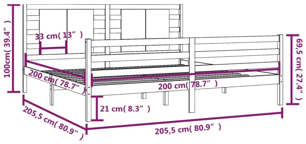 Giroletto grigio in legno massello di pino 200x200 cm