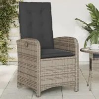 Sedia Reclinabile da Giardino con Cuscini Grigia in Polyrattancod mxl 134885