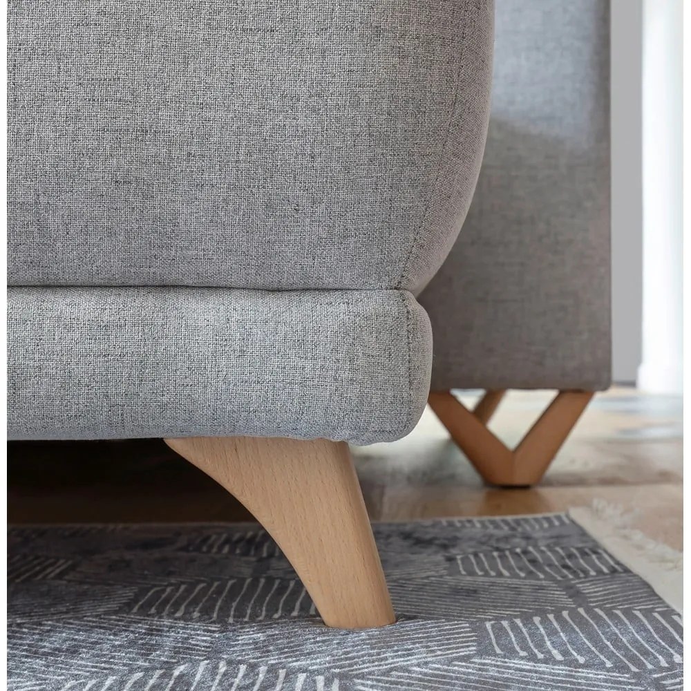 Divano angolare grigio chiaro allungabile e con contenitore (penisola a sinistra/a U) Classy Sophie – Miuform