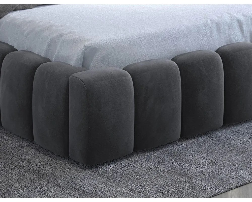 Letto matrimoniale imbottito grigio con contenitore con rete inclusa 140x200 cm Lamica – ELTAP