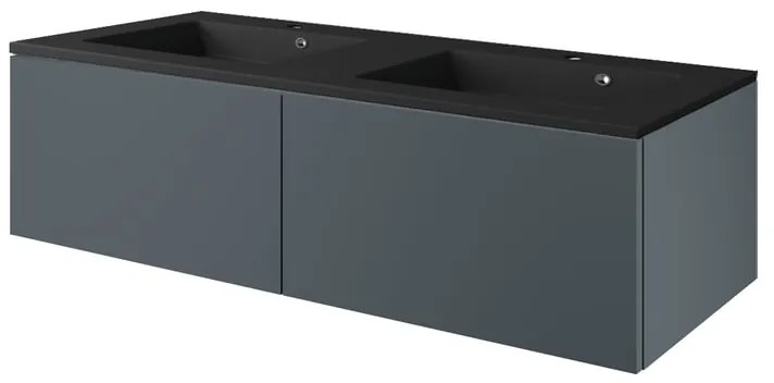 Mobile sottolavabo e lavabo Neo Line per doppia vasca grigio scuro/nero L 120 x H 32 x P 48 cm 2 cassetti