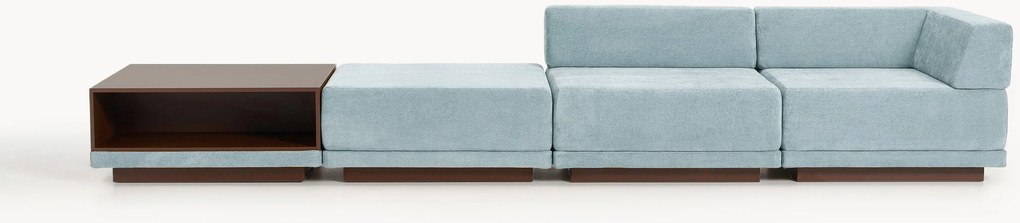 Divano componibile 4 posti con tavolino e poggiapiedi Colin