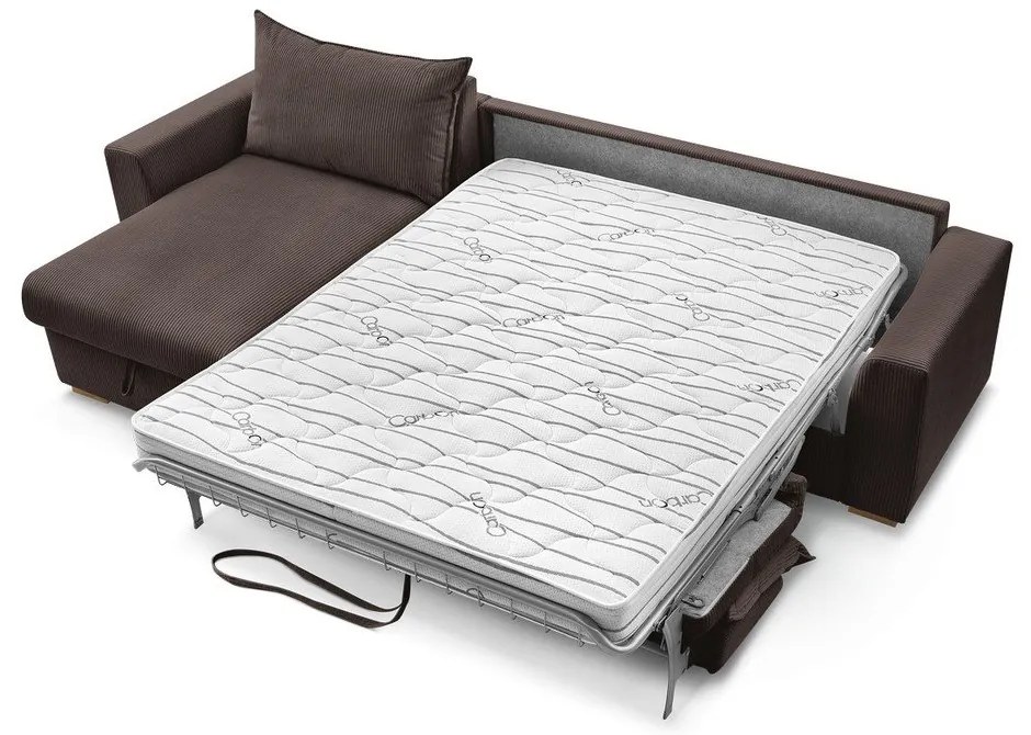 Divano angolare marrone allungabile (con composizione variabile) con rivestimento in velluto a coste Augustin – Bobochic Paris