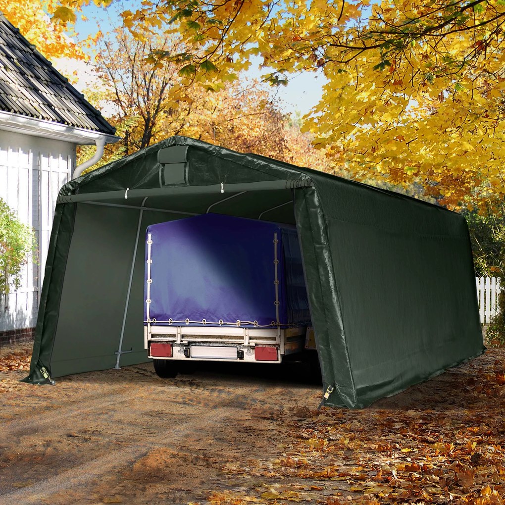 TOOLPORT Tenda garage 3,3x6,2m, Telo in PE, verde scuro - (8055)