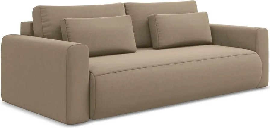 Divano marrone chiaro allungabile/con contenitore con rivestimento in velluto 238 cm Kapua – Makamii