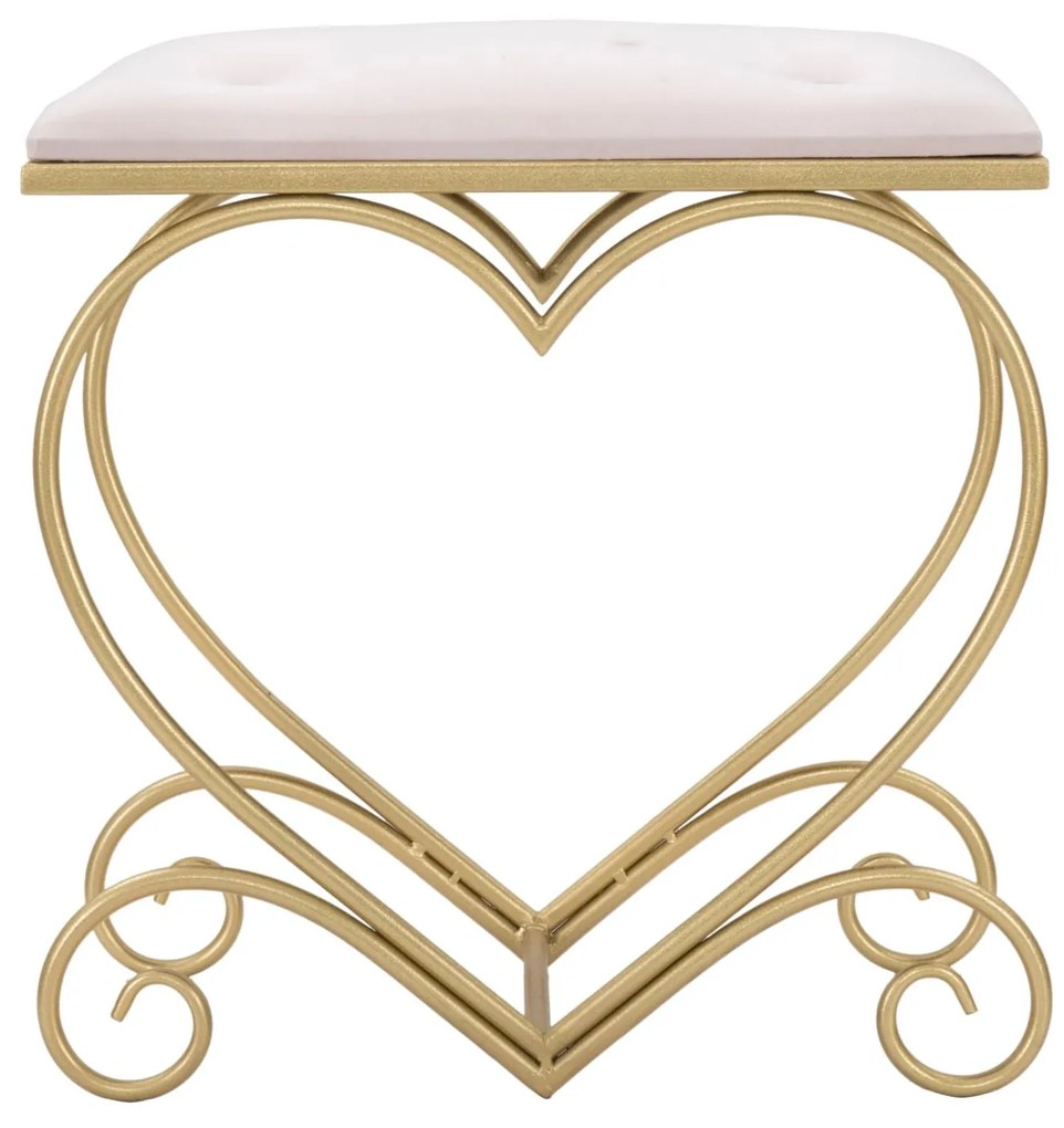 Sgabello a forma di cuore rosa elegante cm 50x37,5x51,5