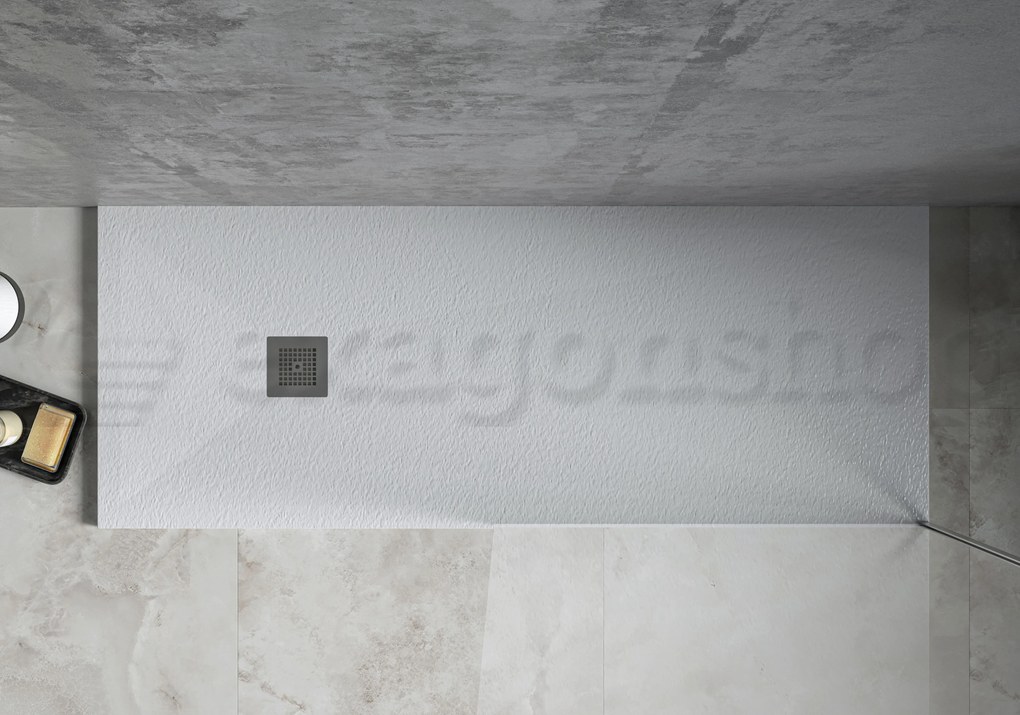 Desio Piatto Doccia 80x120 antibatterico effetto pietra antibatterico da incasso appoggio sopraelevato in Solidstone Bianco