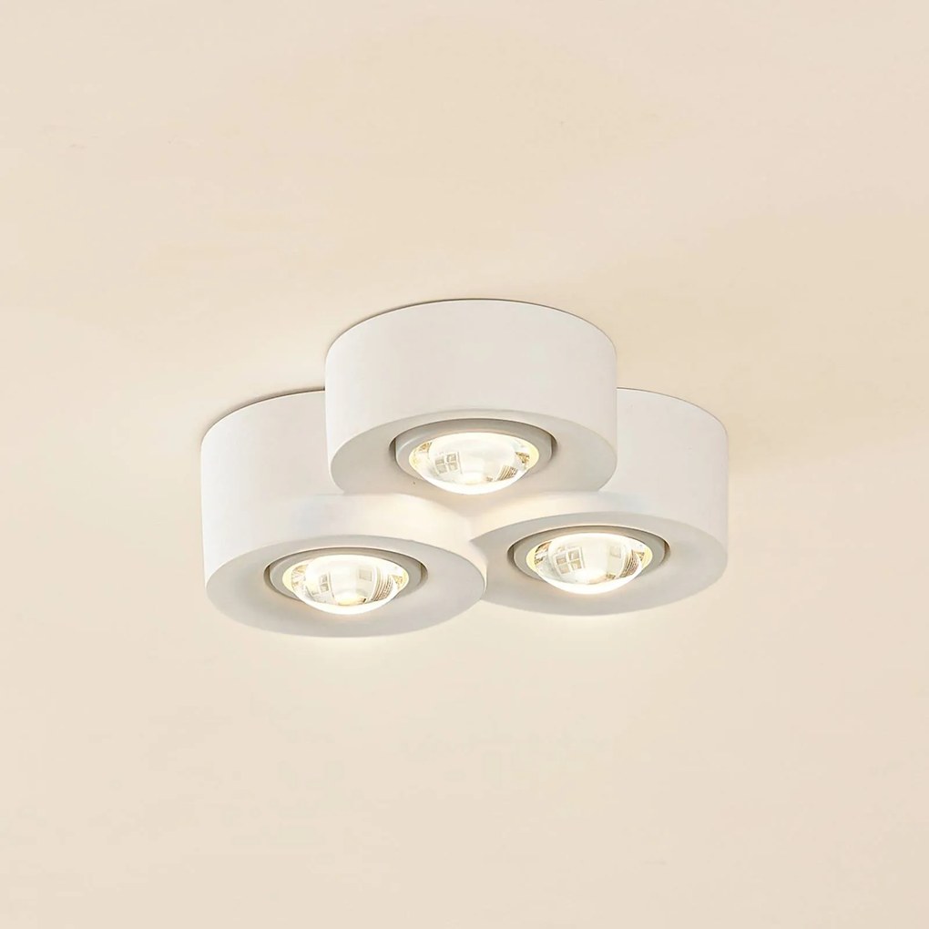 Plafoniera Lindby Levia, a 3 luci, 26x24,5 cm, bianco, gesso