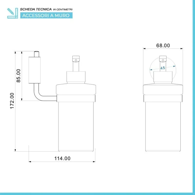 Set accessori a muro 3 pezzi in acciaio cromato e viti incluse Plaza