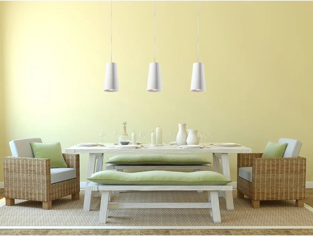 Lampada a sospensione in ceramica bianca Armica - Sollux