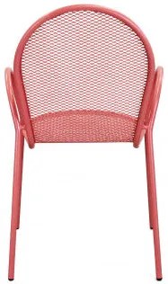 Poltrona Sheffield impilabile in acciaio con braccioli, Rosso