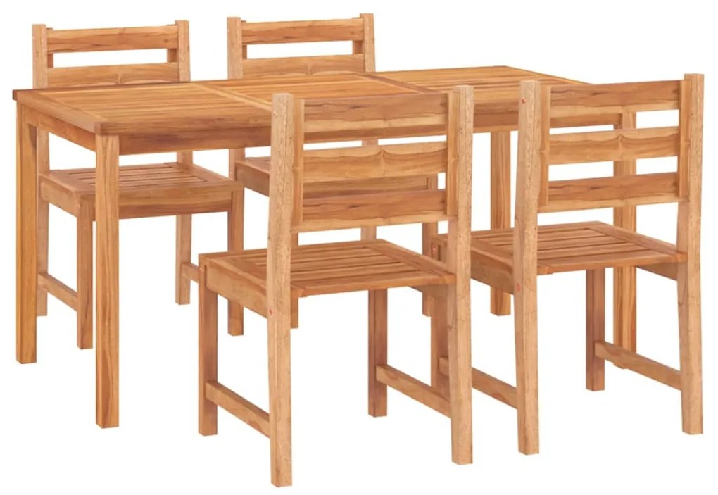 Set da pranzo per giardino 5 pz in legno massello di teak