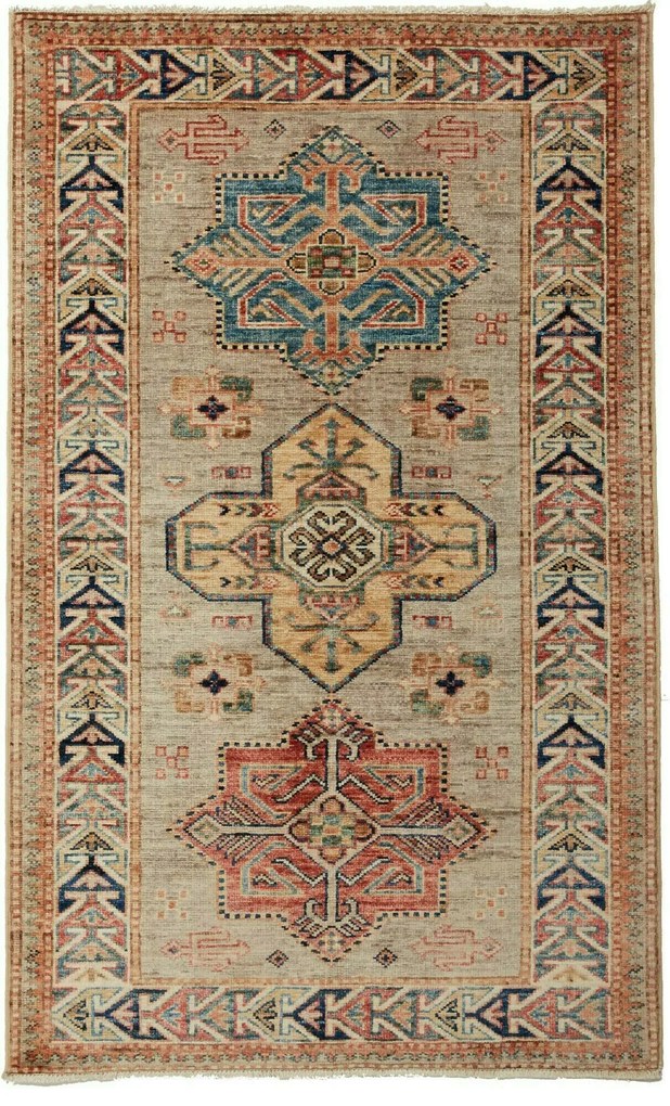 Kazak Tappeto 130 x 80 Grigio (Pakistan) Annodato A Mano