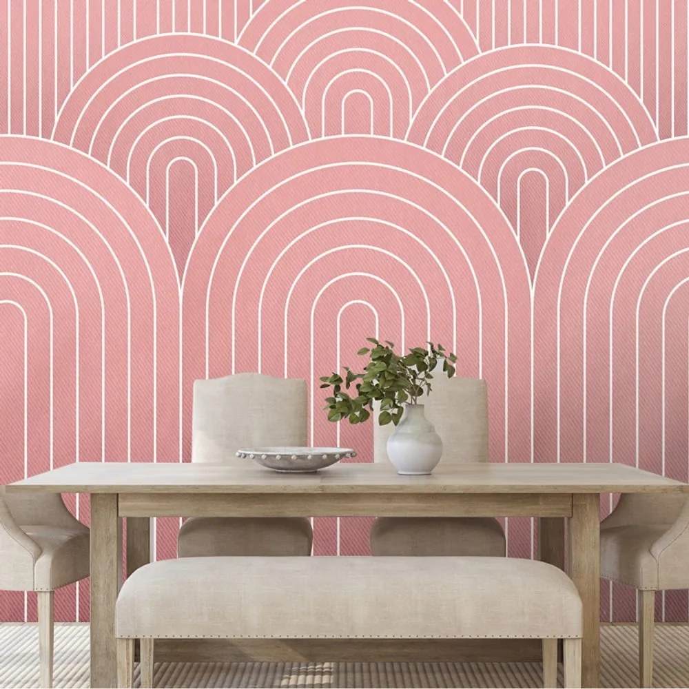 Carta da parati – Motivo arcobaleno rosa antico Mid-Century