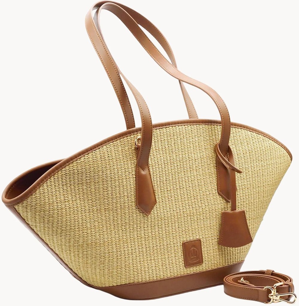 Borsa shopper con dettagli in pelle Makatea