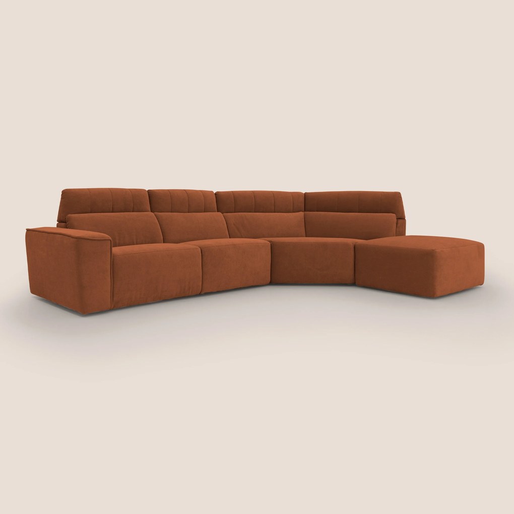 Clark Divano angolare con opzione relax elettrico in tessuto smacchiabile impermeabile T17 arancio