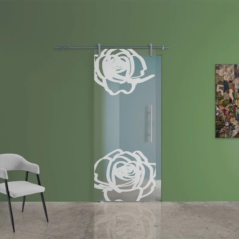 Anta per porta scorrevole Rose in vetro bianco L 96 x H 215 cm