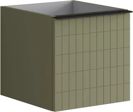 Cassettiera Pixel con 1 cassetto frontale Grid laccato opaco verde salvia e maniglia alluminio nero opaco L.40 H.40 P.45,5 cm.