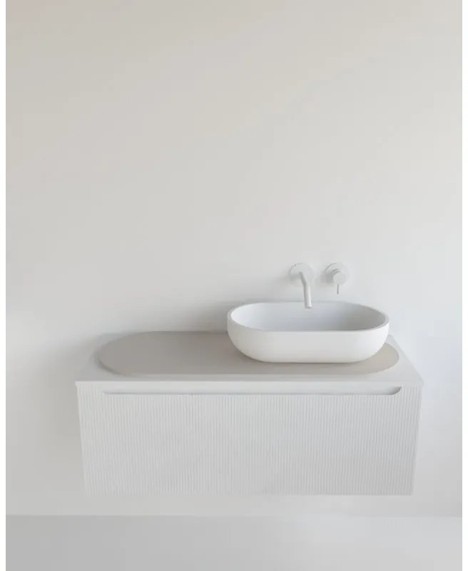 Top per lavabo KIMONO MADERO L 114 x H 2 x P 43 cm grigio chiaro pietra, lucido, senza foro