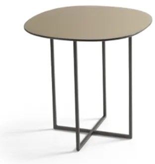 Tavolino in metallo con piano in vetro Bronzo e base nera GINNI 50