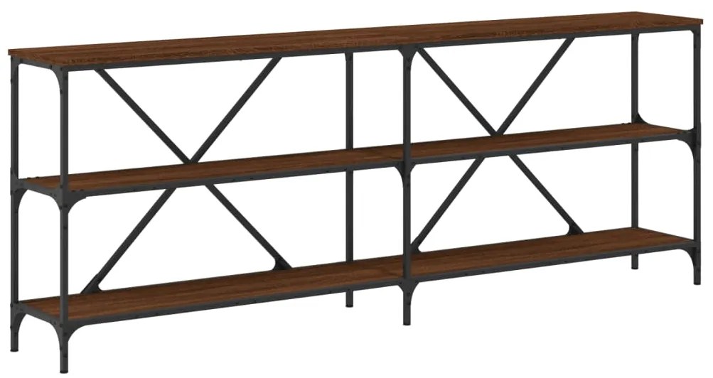 Tavolo consolle rovere marrone 200x30x75 cm multistrato e ferro