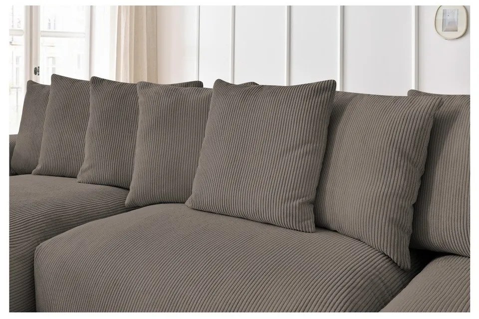 Divano angolare grigio/marrone con rivestimento in velluto a coste Voltaire – Bobochic Paris