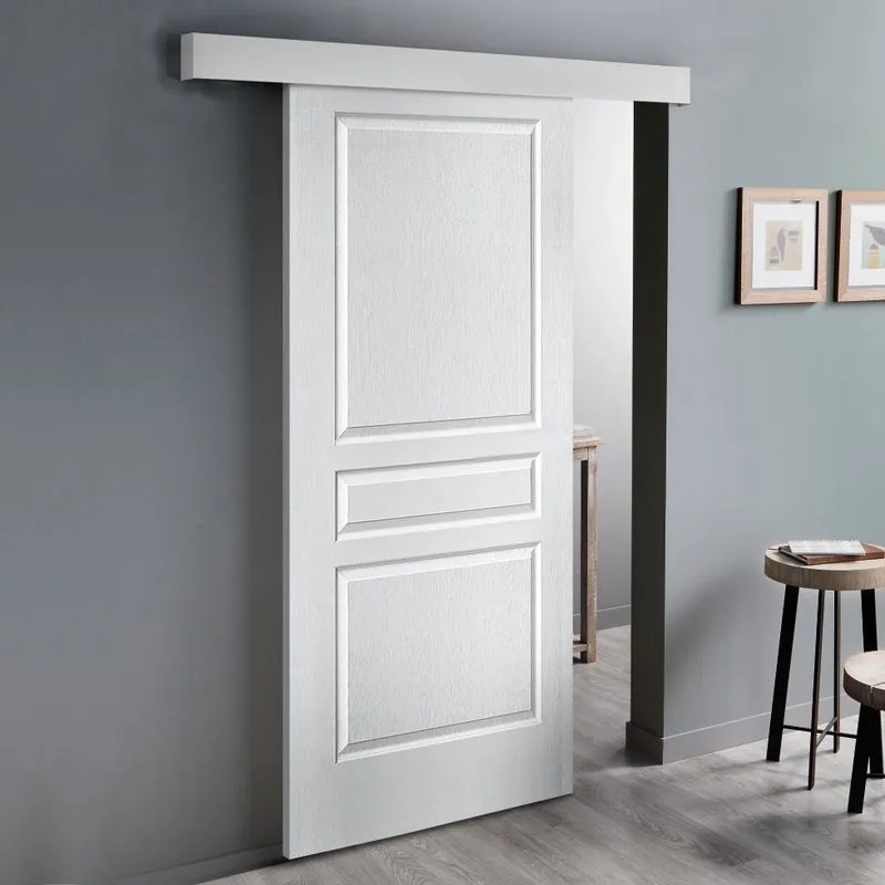 Porta scorrevole Chelsea in alluminio bianco, L 93 x H 212 cm, con binario Atelier bianco Reversibile