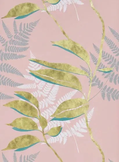 Osborne & Little Carta da parati Feuille D Or - Blush / Gold