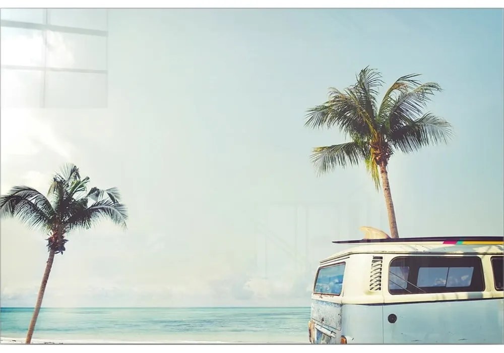 Pittura su vetro 100x70 cm Surf Van - Wallity