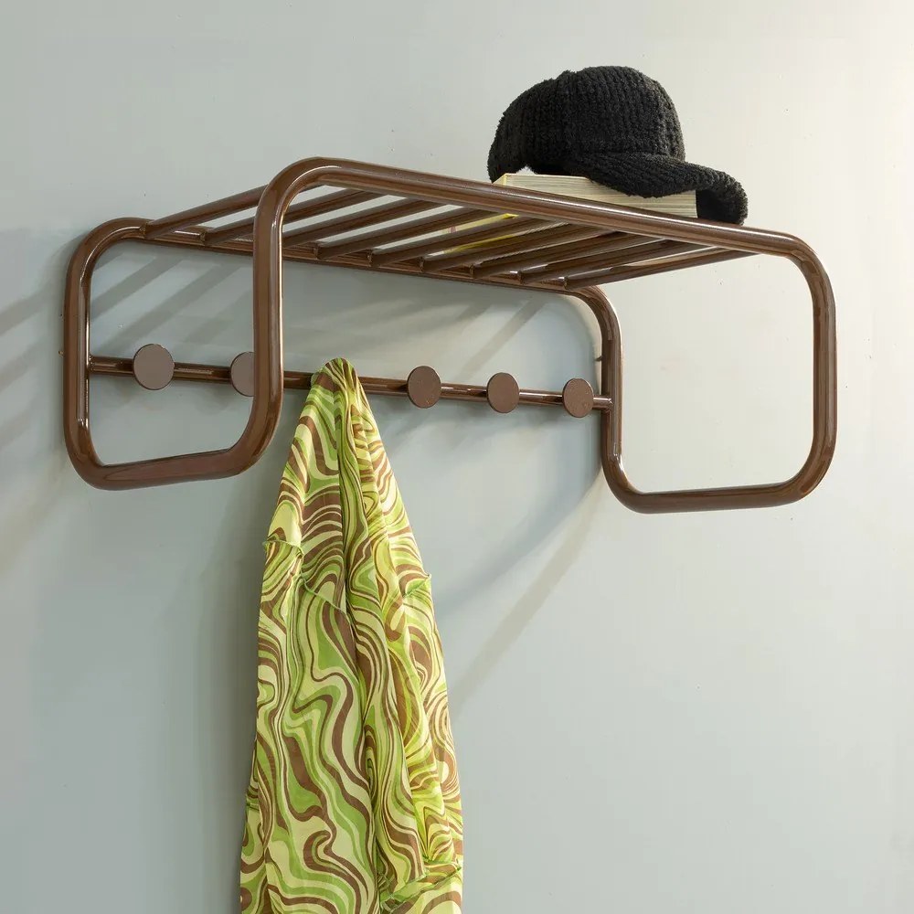 Attaccapanni da parete marrone scuro in metallo con scaffale 72 cm Retro – Spinder Design