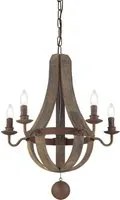 Sospensione Rustica-Country Millennium Legno Marrone 5 Luci E14