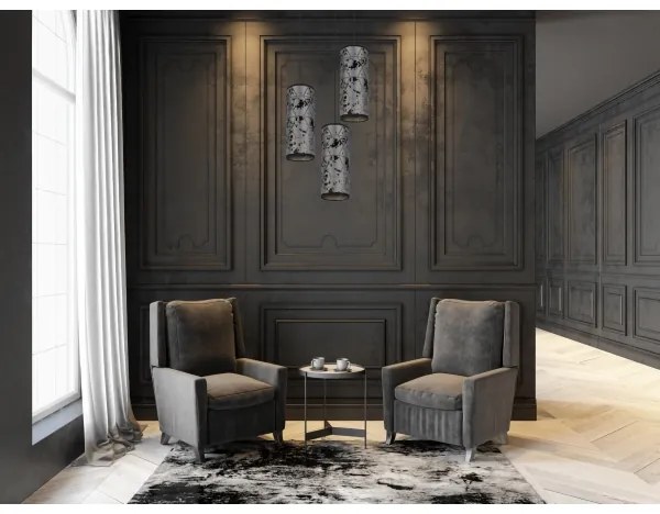 Lampadario a sospensione con filo AVALO 3xE27/60W/230V diametro 35 cm grigio/nero