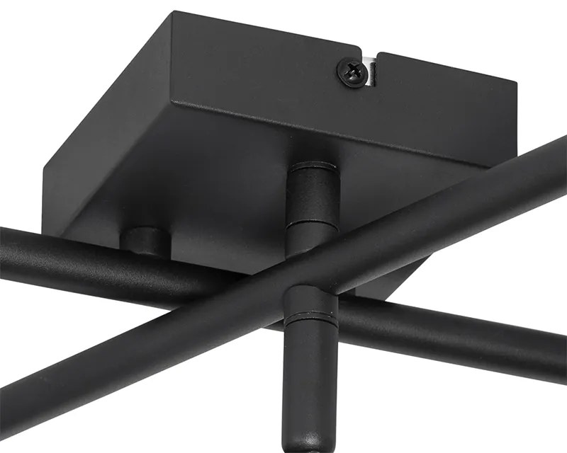 Plafoniera moderna nera 5 luci regolabile quadrata - Jeana