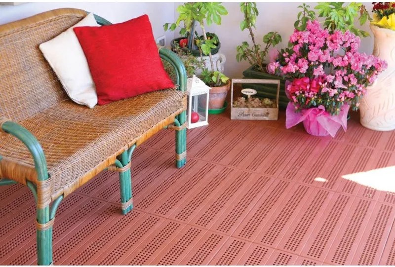 Set 4 Piastrelle in Plastica da Esterno 60 x 60 cm Forata...