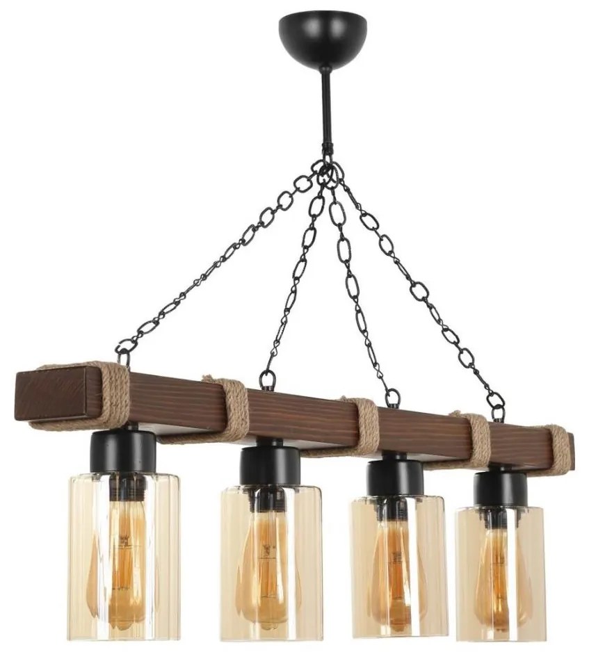 Lampadario a catena JASMIN 4xE27/40W/230V marrone/beige