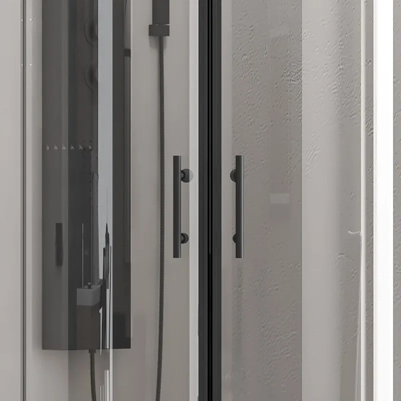 Box doccia 80x80 semicircolare telaio nero vetro trasparente KF2000B - KAMALU